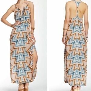 Free People Boho Crinkle Serves You Right Printed Maxi Dress Size 8